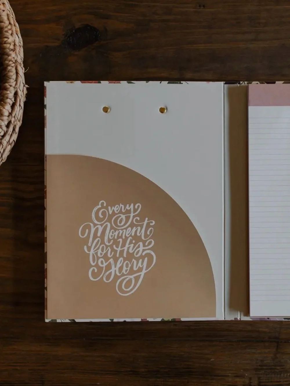 Floral Clipboard Notebook with Gold Clip - White Floral